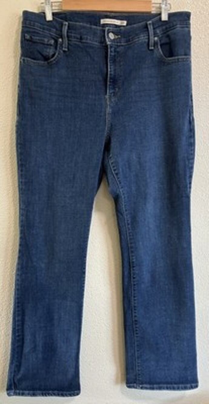 Levi's 725 High Rise Bootcut Jeans Women Size 16W Dark Wash Stretch Denim